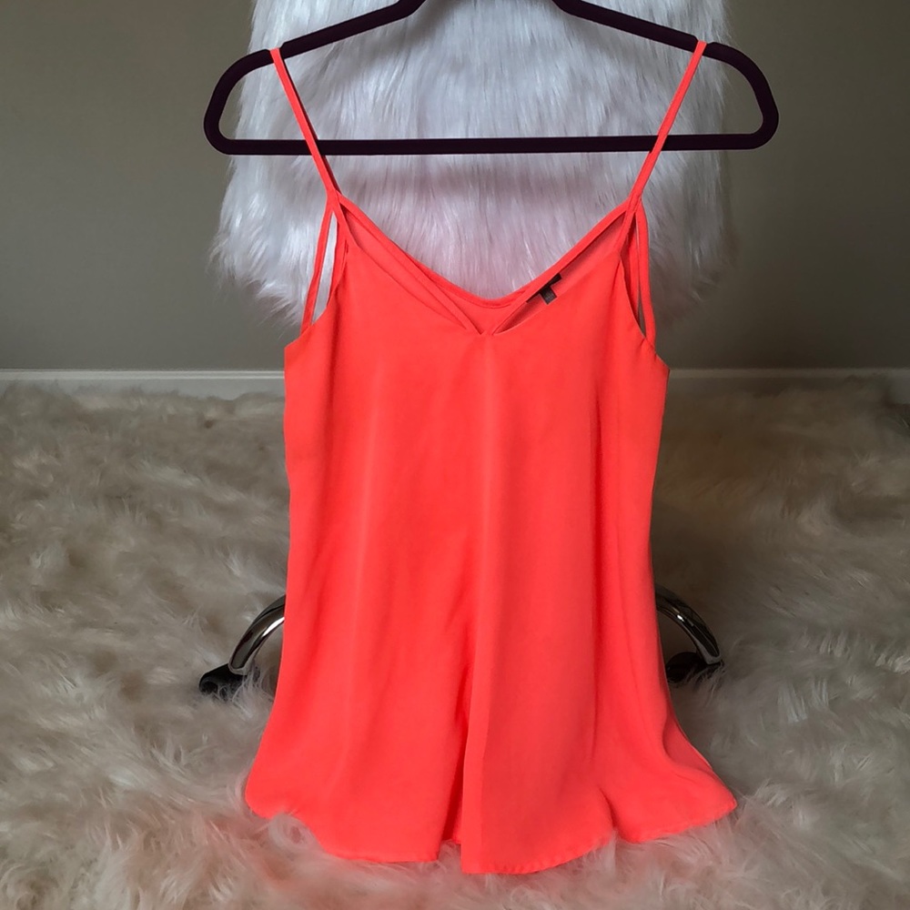Neon coral flowy tank top